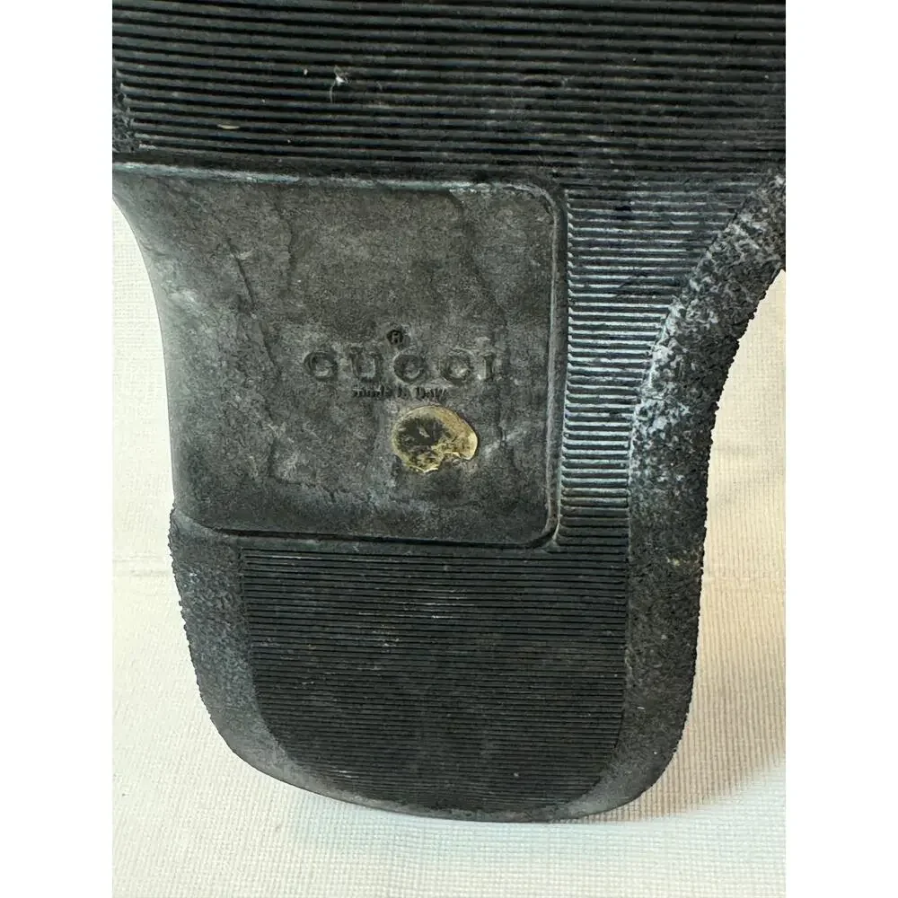 Gucci Black Leather Lace Up Oxford Sneakers Mens 8 / 9.5 US Comfort Casual Logo - Picture 9 of 12